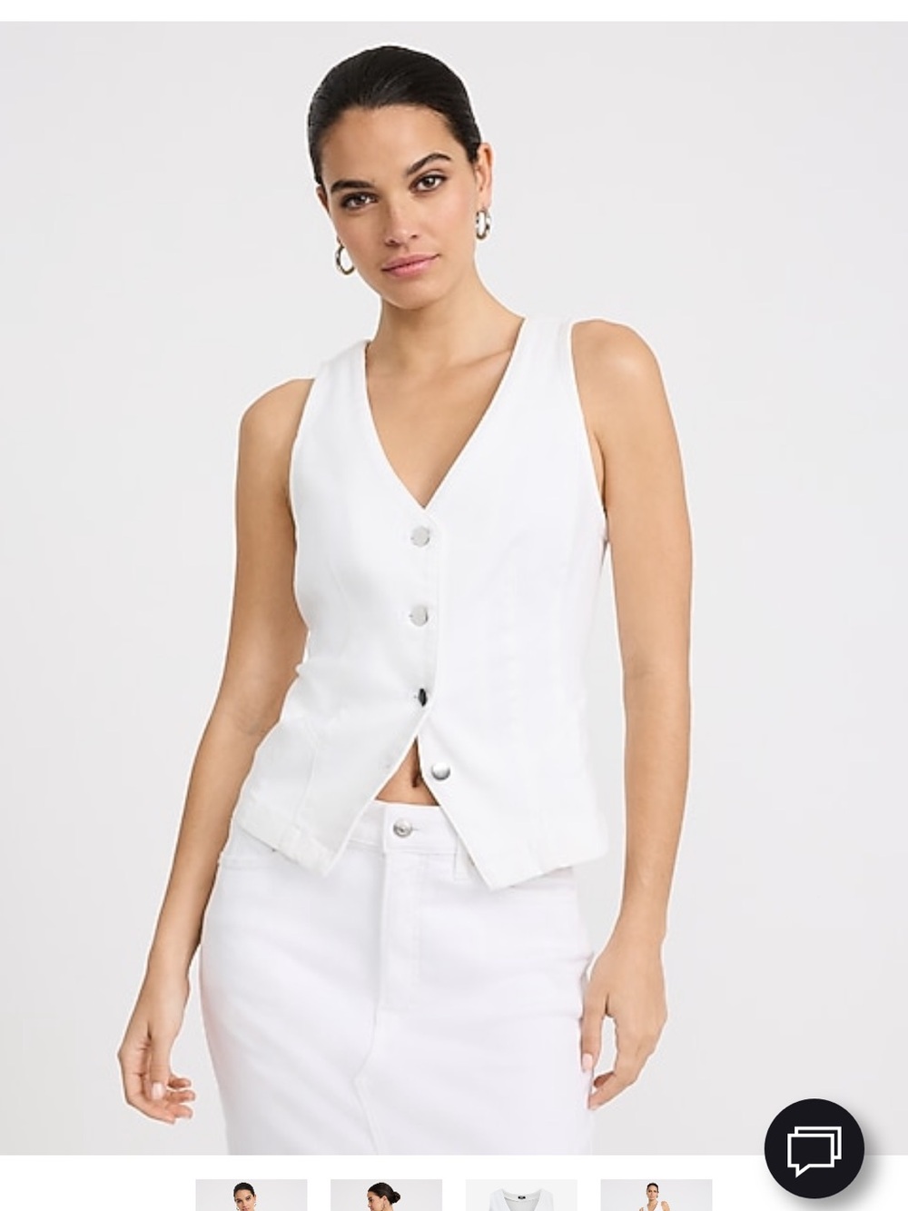Express White Button-Front V-Neck Vest
